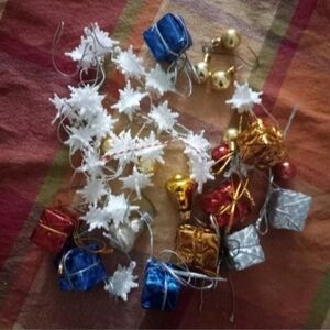 Holiday Snowflake Present Bells Balls Mini Tree Craft Ornament Mixed Lot